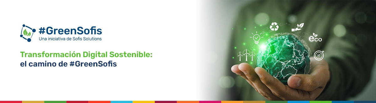 Mão de uma pessoa segurando um globo com ícones relacionados à sustentabilidade.